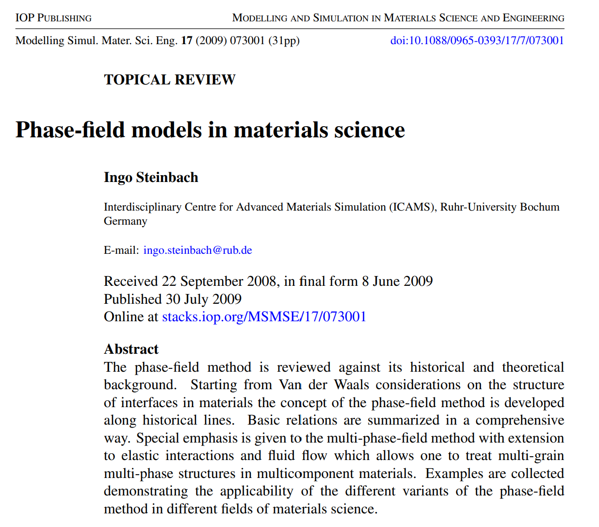 Phase-field models in materials science